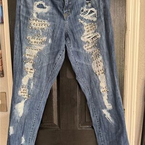 Torrid Studded Distressed Blue Women's Jeans
